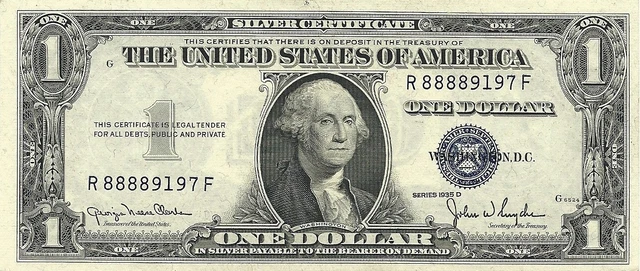 1935-D $1 Silver Certificate ~ Narrow ~ Choice Crisp New  Consecutives Available