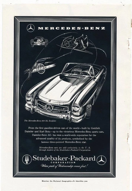 Magazine Ad - 1957 - Mercedes Benz 300 SL Roadster