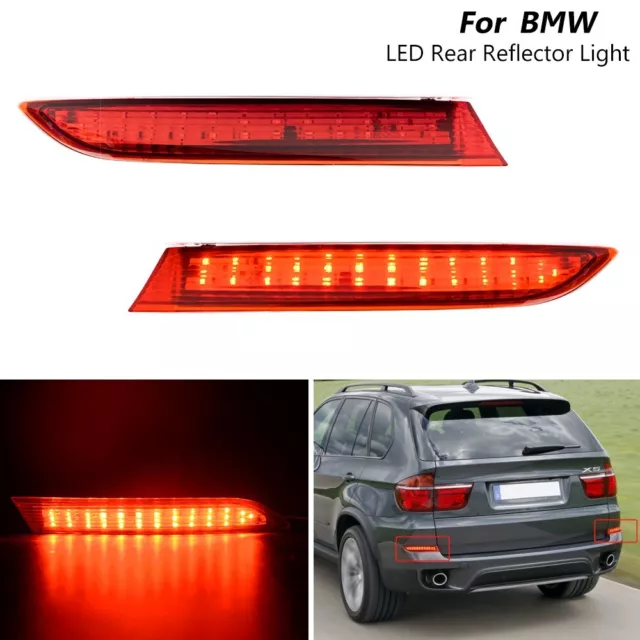 2x Schwarz Rück-Stoßstange LED Reflektor für BMW X5 E70 Rücklicht  Bremsleuchte