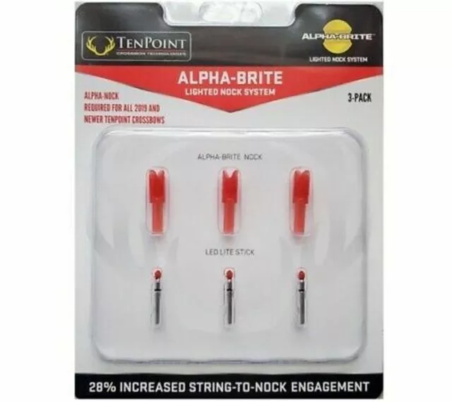 1 3pk. TenPoint Alpha-Brite Lighted Nock System! carbon crossbow bolt arrow RED