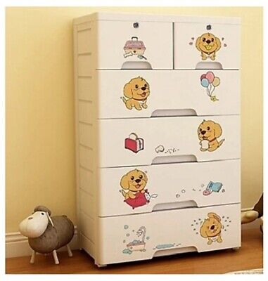 New 5 tier 6 drawer plastic cabinet with lock, large size TN6-NBW60MM5