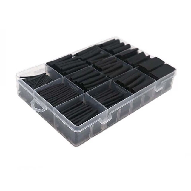 Set tubi termoretraibili neri ad alte prestazioni 625 pz isolamento impermeabile