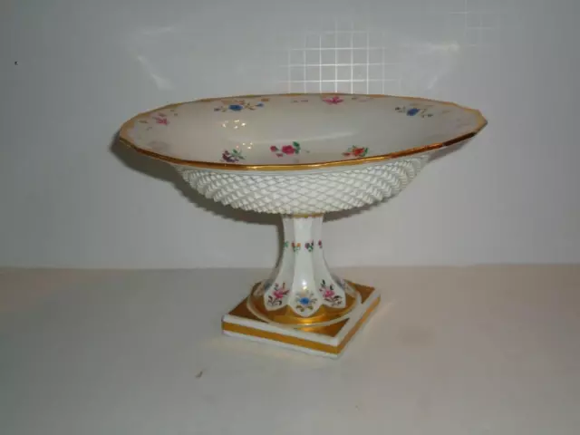 Gorgeous 5.75" Vintage German Meissen Studded Floral Compote Pedestal Bowl