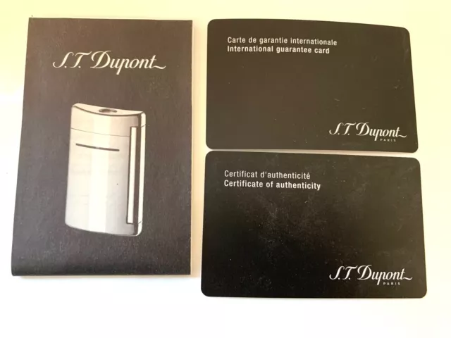 S.T.Dupont Lighter Certificate Of Authenticity Guarantee Card Instruction Manual