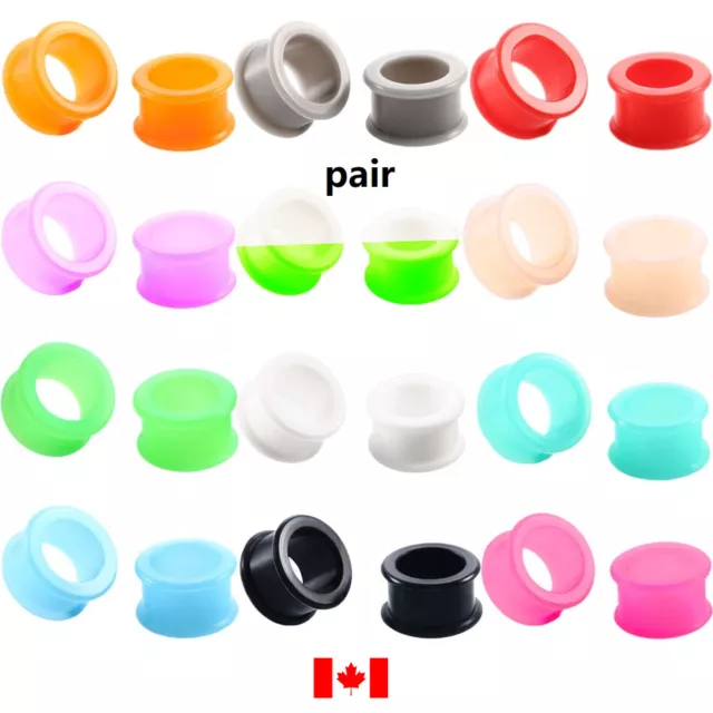 Pair Punk Silicone flexible Ear Gauges Soft Ear plugs Flesh Tunnels 3mm-40mm