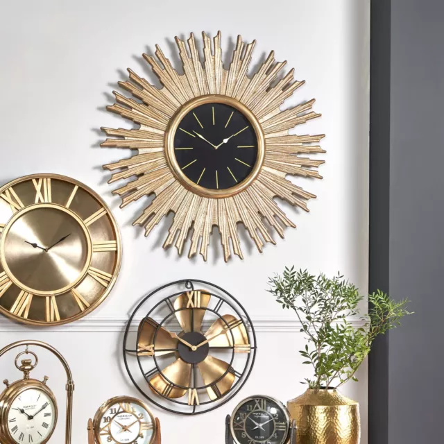 Gold Art Deco Wall Clock Black Round Gatsby Elegant Wall Clock Home Decor