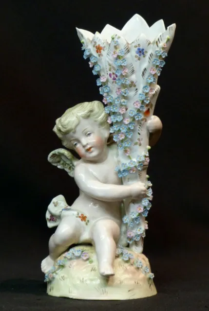 B 19èm élégante porcelaine GINORI angelot bouquetière 19cm245g putti capodimonte