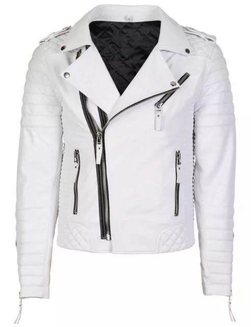 Men Leather Jacket Slim Fit Biker Motorcycle Genuine Lambskin jacket - MJN041