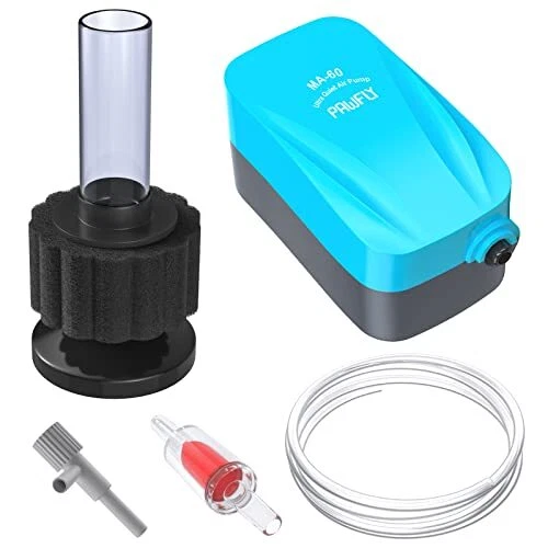 Pawfly Aquarium Air Pump with Nano Bio Sponge Filter Kit Air Control Valve Ai...