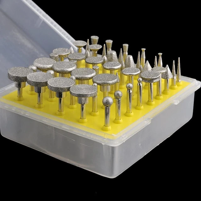 Diamond Burr Set- Ceramics Tile Glass Lapidary for Rotary Tools 50Pc