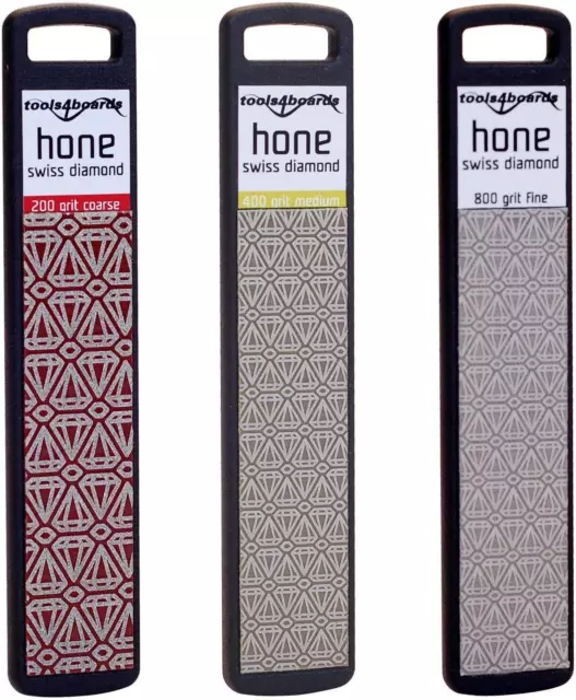 Hone Trio Ski & Snowboard Swiss Diamond File Stone Set 3 Piece Includes 3 Most x