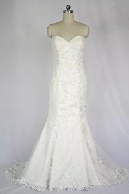 Mermaid Sweetheart Ivory Lace Wedding Dress Bridal Gown Size 4