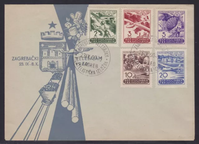 Yugoslavia 611/615 FDC Airmail Week 1950-89277