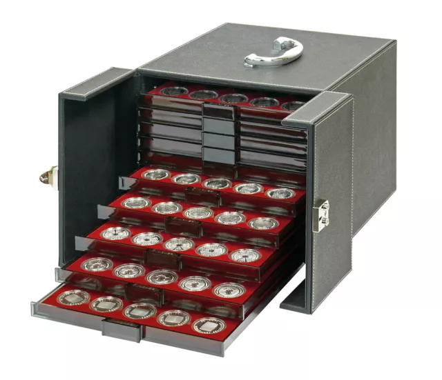 LINDNER Boxen-Koffer NERA MB 10 inkl. 3 Münzboxen für lose 2 Euro Münzen