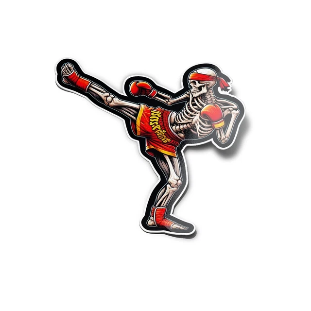 Pack x5 AUTOCOLLANTS STICKERS vinyle Squelette Muay Thai Kick Boxing