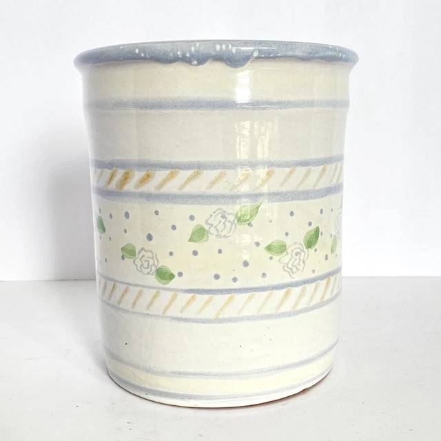 Vintage Sarospatak Red Ware Pottery Kitchen Tool Container Hand Painted Hungary