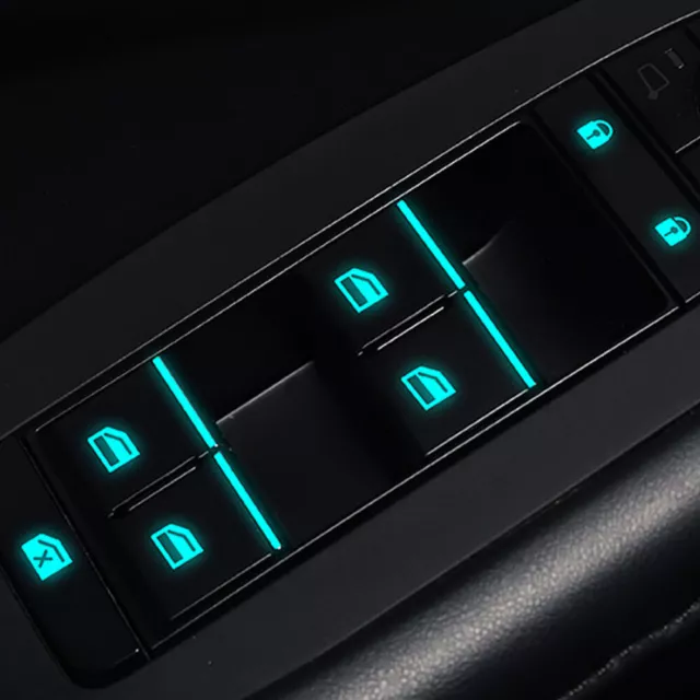Universal Luminous Blue Car Interior Window Door Switch Sticker Car Accessories