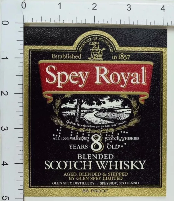 1950's-60's Vintage Spey Royal 8 Year-Old Scotch Whisky Sample Label Bottle