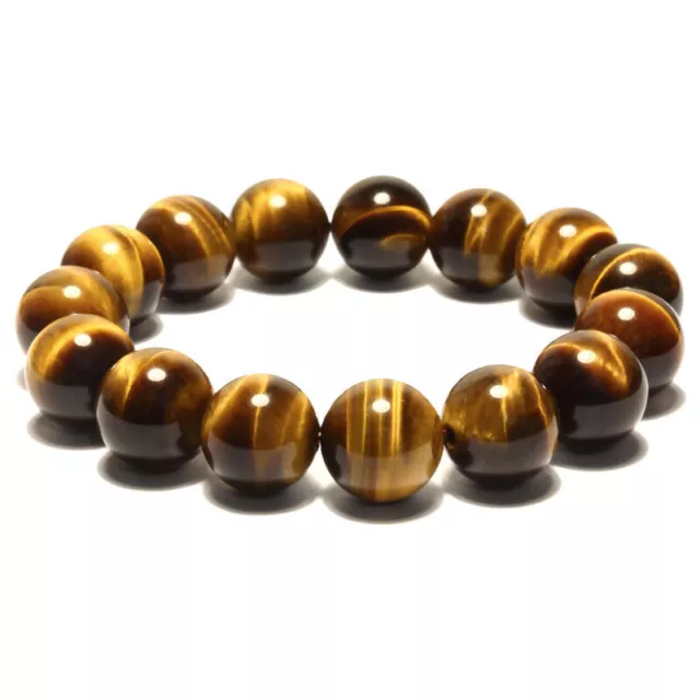 Natural Tiger's Eye Crystal Bead Men Women Lucky Charm Energy Bracelet Bangle UK