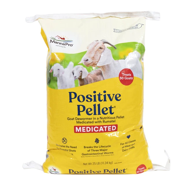 Manna Pro Positive Pellet Medicated Goat Dewormer, 25 lbs