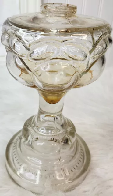 Antique Colorless Mold Blown Oil Lamp Great Optics EAPG kerosene Lamp