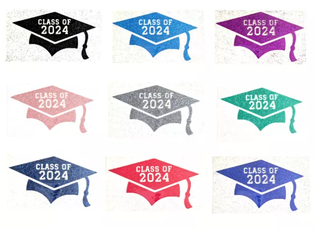 Iron on shirt vinyl decal school leaver graduation cap 2024 heat transfer patch