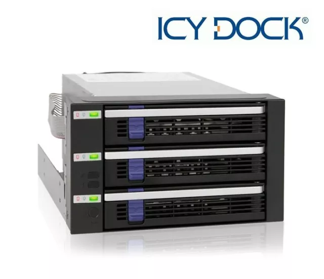 New ICY Dock FatCage MB153SP-B 3 Bay 2.5" 3.5" SATA SAS SSD HDD Cage Mobile Rack