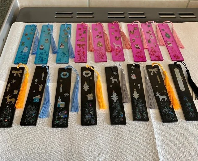 Handmade Tasselled Bookmarks  in Beautiful Resin  - XMAS THEMED SPECIAL