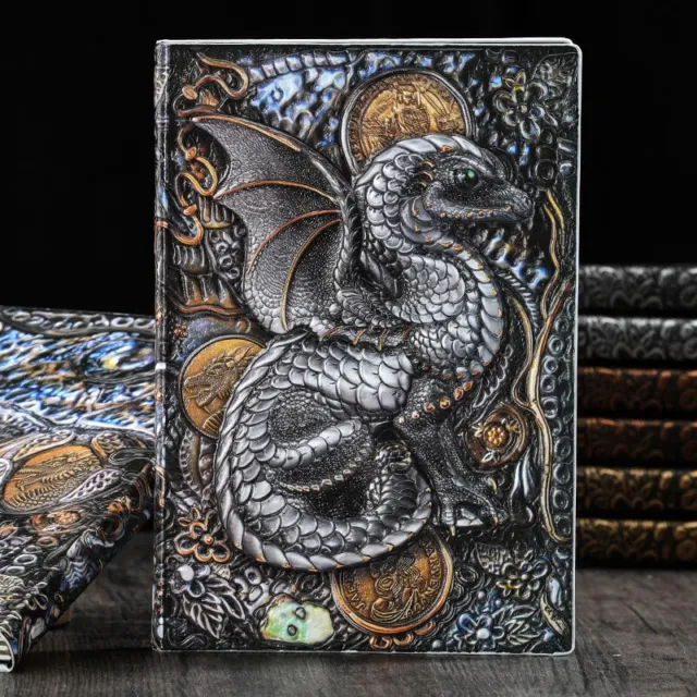 A5 Notebook Vintage Embossed Dragon Hardcover Notepad Bullets Log Travel Diary L