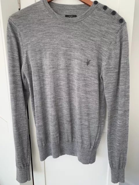 ALL SAINTS CODE MERINO CREW Grey Marl Jumper, Size XS Extra Small, RRP £75, BNWT