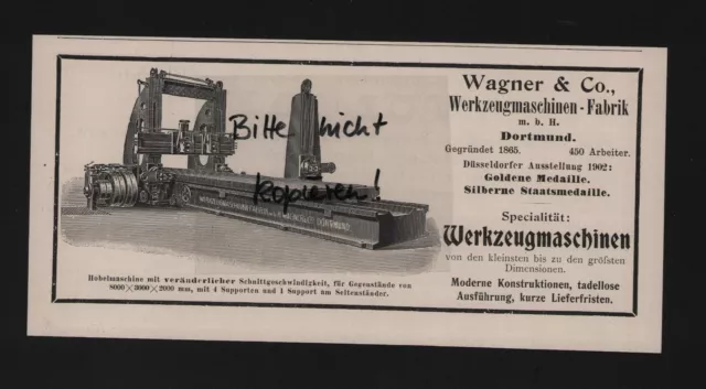 DORTMUND, Werbung 1911, Wagner & Co. Werkzeug-Maschinen-Fabrik mbH
