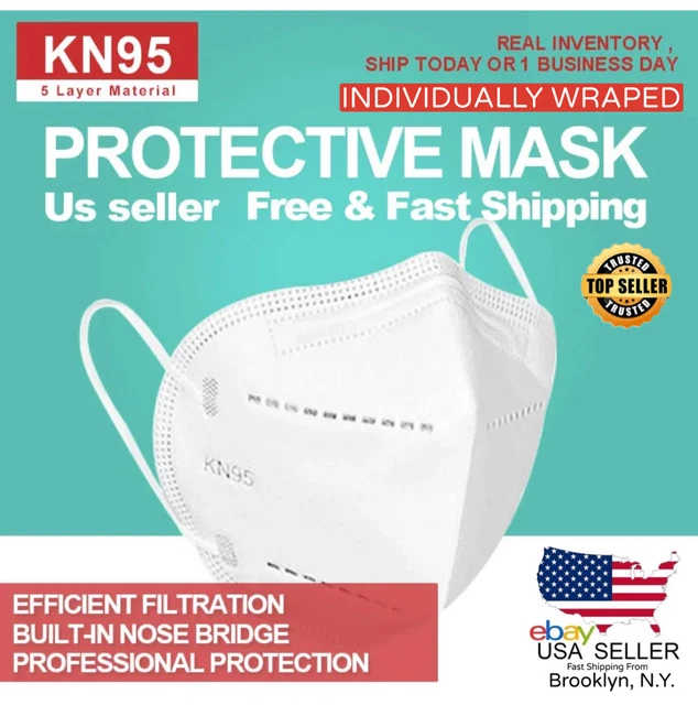 100 PCS KN95 Protective 5 Layer Face Mask Disposable Respirator[BFE 95
