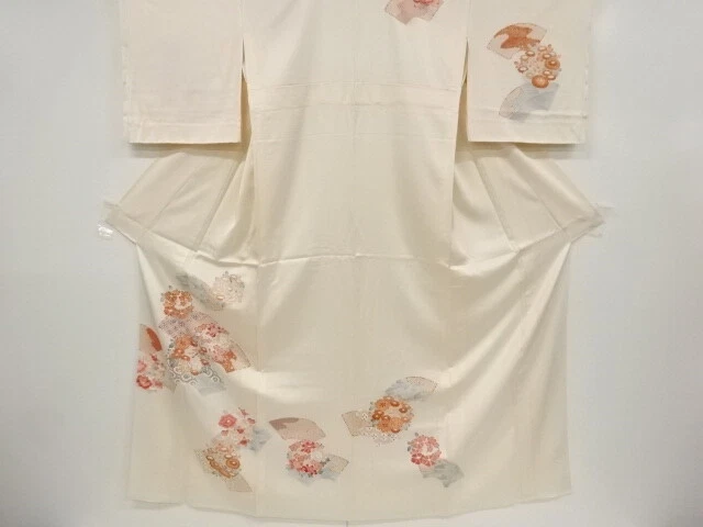 6416548: Japanese Kimono / Vintage Unused Hitoe Homongi / Flower & Traditional P