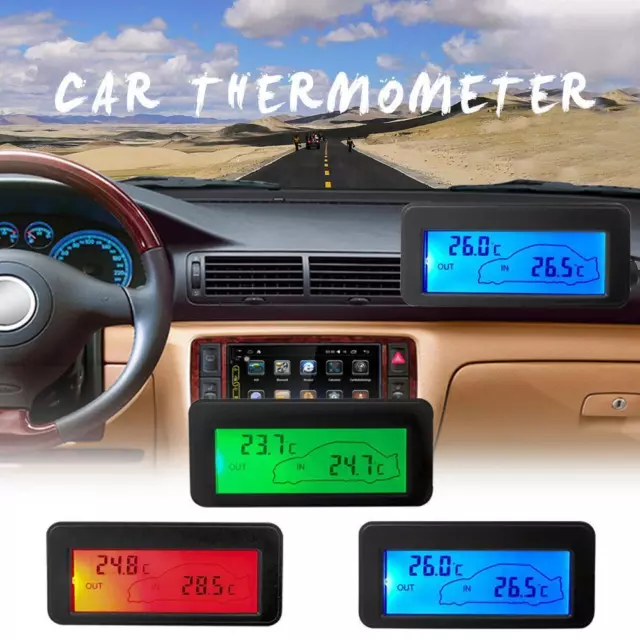 fr DC12V Digital Car Thermometer Mini LCD Backlight Vehicle Temperature Meter