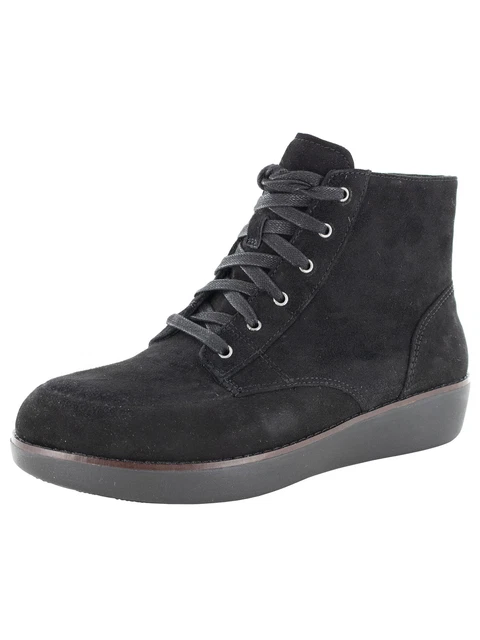 Fitflop Womens Kaya Lace Up Suede Ankle Boots, Black, US 5