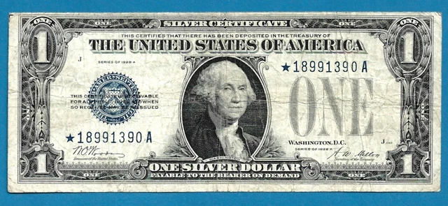 1928 A $1 One Dollar  Funnyback Silver Certificate  (Star Note)