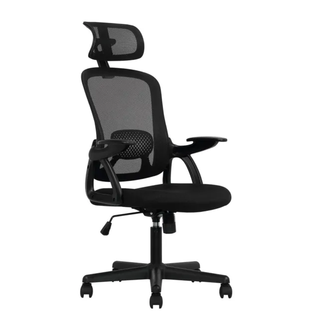Mainstays Ergonomic Office Chair with Adjustable Headrest, Black Fabric, 275lb