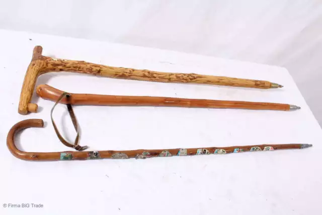 3 bâtons de randonnée originaux bâton de marche bâton de pèlerin sculpté à la main daté