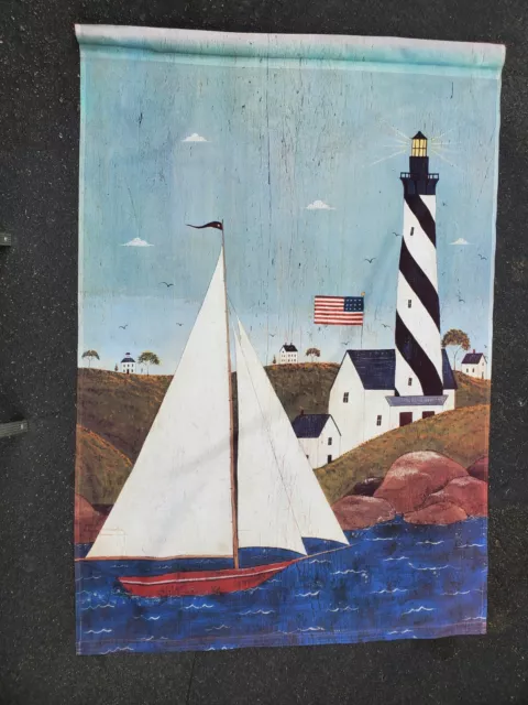 Warren Kimble House Flag ~ Toland Sailboat Lighthouse Coastal Breeze ~ 52" x 36" Warren Kimble House Flag ~ Toland Sailboat Lighthouse Coastal Breeze ~ 52" x 36"