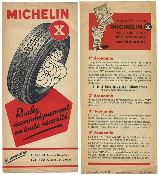 MICHELIN X Nouveautés_Volantino pubblicitario stampato ante-retro anni '50*