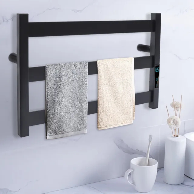 Electric Heated Warmer Towel Rail Rack Drying Holder Stainless Wall Mount Timing