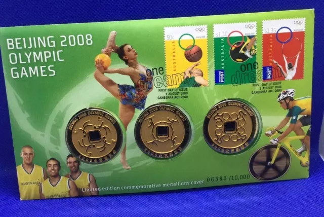 Australian Pnc: 2008 Beijing Olympic Games Commemorative Medallions