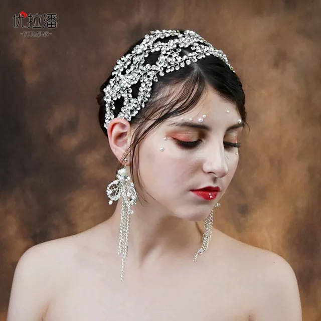 Luxury Silver Wedding Bridal Crystal Headband Hair Headpiece Tiara Accessories