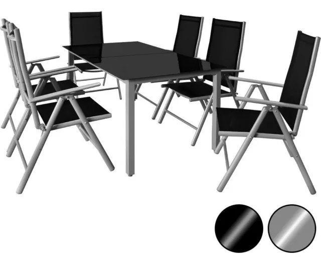 Salon de jardin aluminium  Anthracite ou argent ensemble table 6 chaises