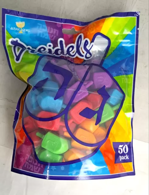 Lot of 50 Hanukah Dreidel's Plastic New 1.5" Judaica Multi Colored