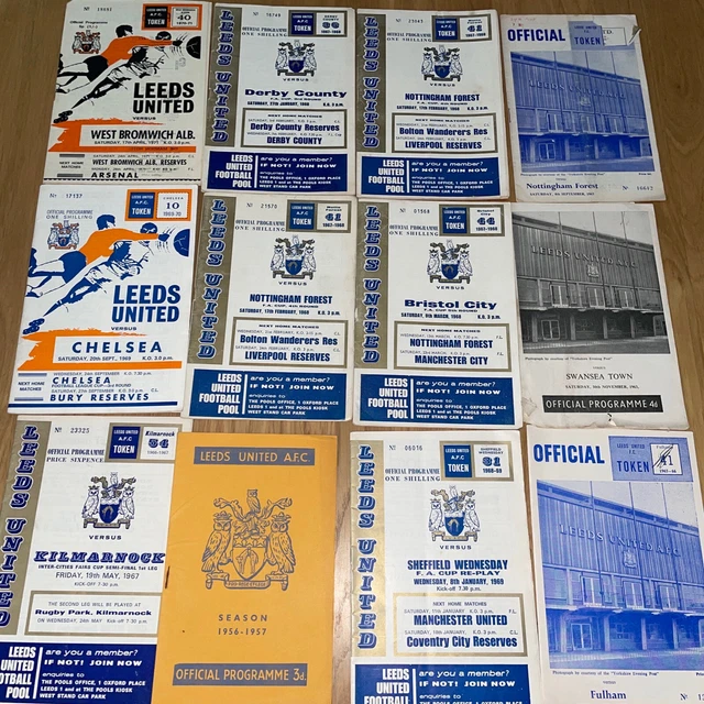 JOB LOT OF Leeds United Games 1950,196070’s 19x Programmes Joblot £25.