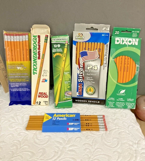 Vintage lot of 82 wood pencils, Ticonderoga, Dixon, American Mega write dude