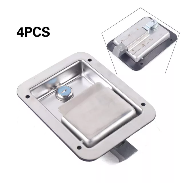 4x Trailer Paddle Door Latch Handle Stainless Steel RV Truck Tool Box Lock &Key