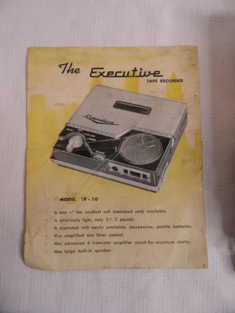 Vintage Retro Executive Tr-10 Transistor 3" Reel To Reel Portable Tape Recorder. 3