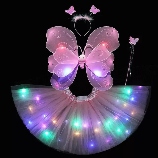 4pcs Dress Up Wand Fairy Wings Set Butterfly Angel Princess Wing Hairband Girl 2